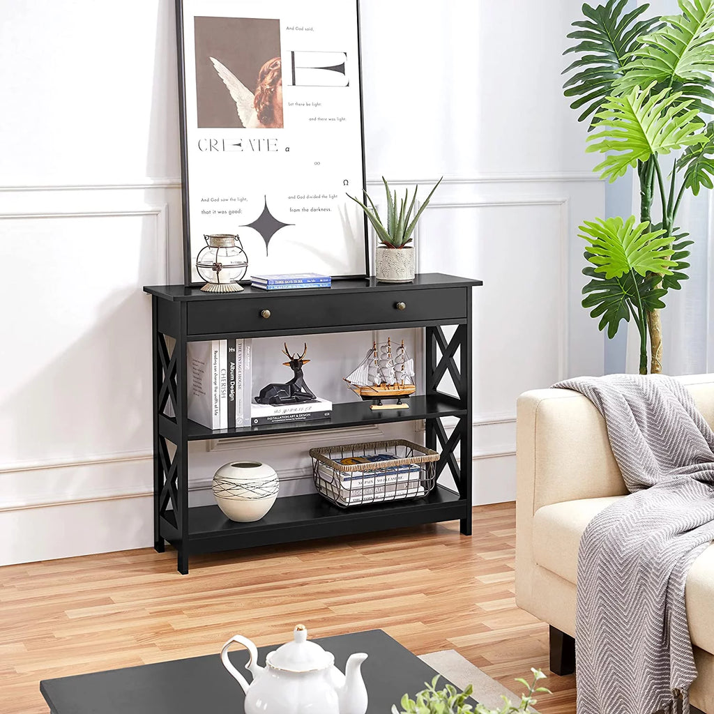 Console Sofa Table with Drawer and 3 Tier Storage Shelves N161191