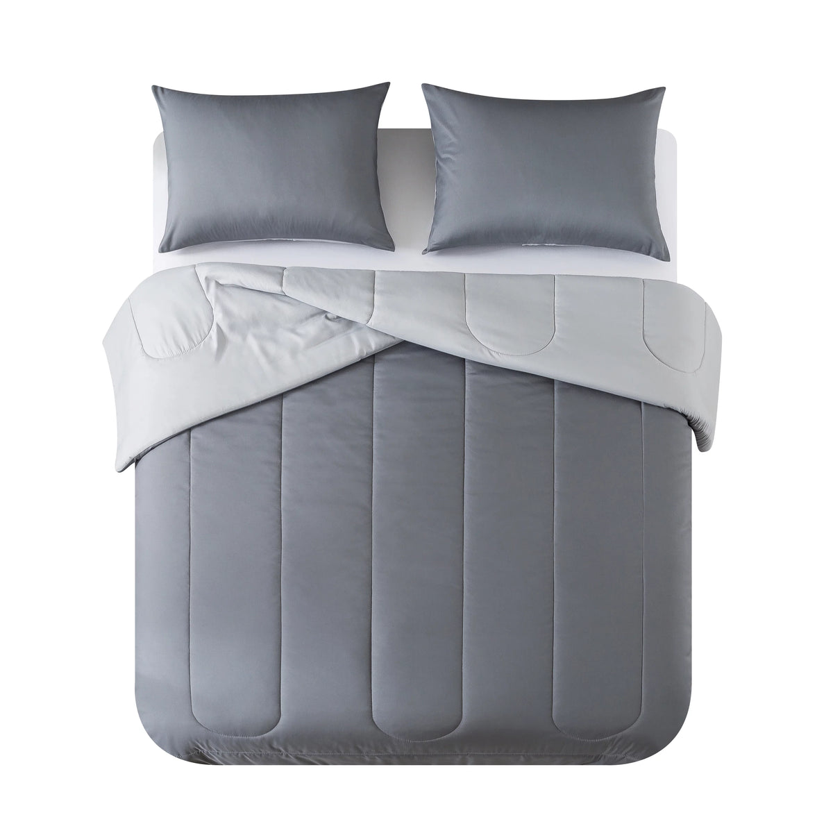 Blue Check Reversible 7-Piece Queen Comforter Set with Sheets F4402