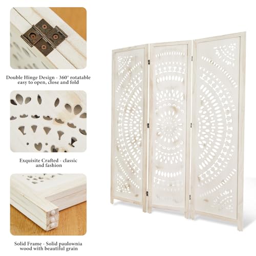 Wood Carved Folding Room Divider Screen 6 Panels D356