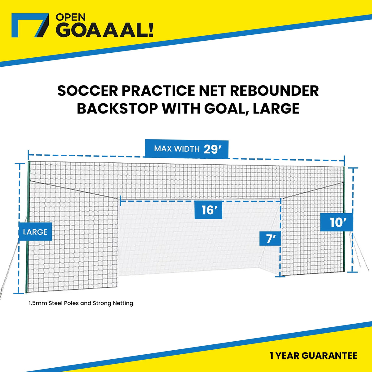 Soccer Practice Net Rebounder Backstop with Goal W4567