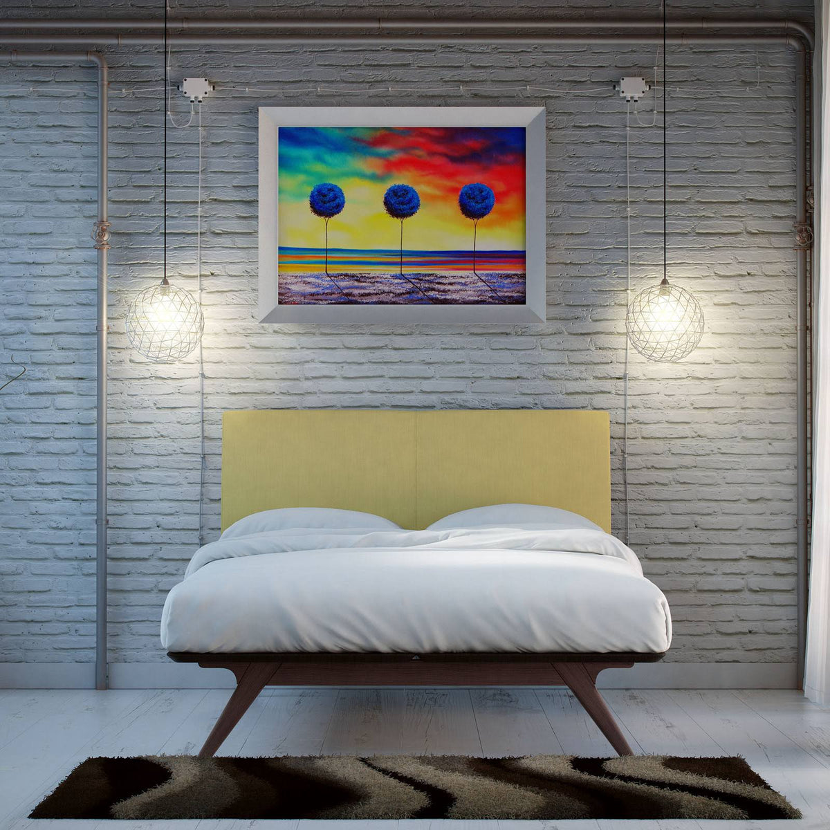 Full Bed in Cappuccino/Green H31295