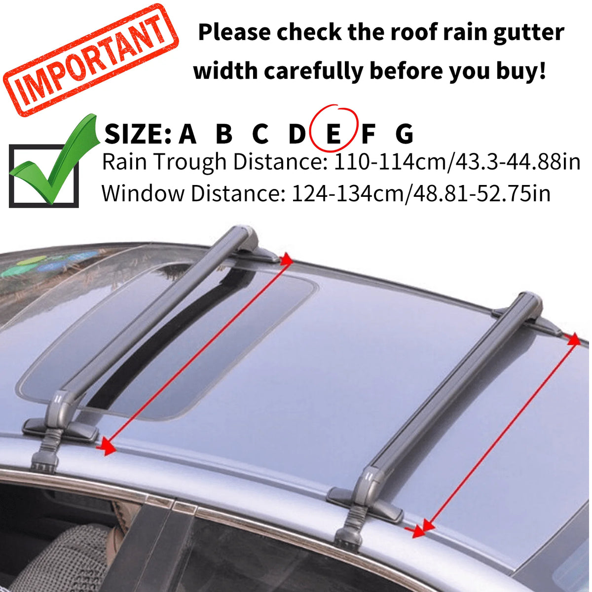 2Pcs Universal Aluminum Car Top Roof Rack Rail Adjustable Lockable Black S2275