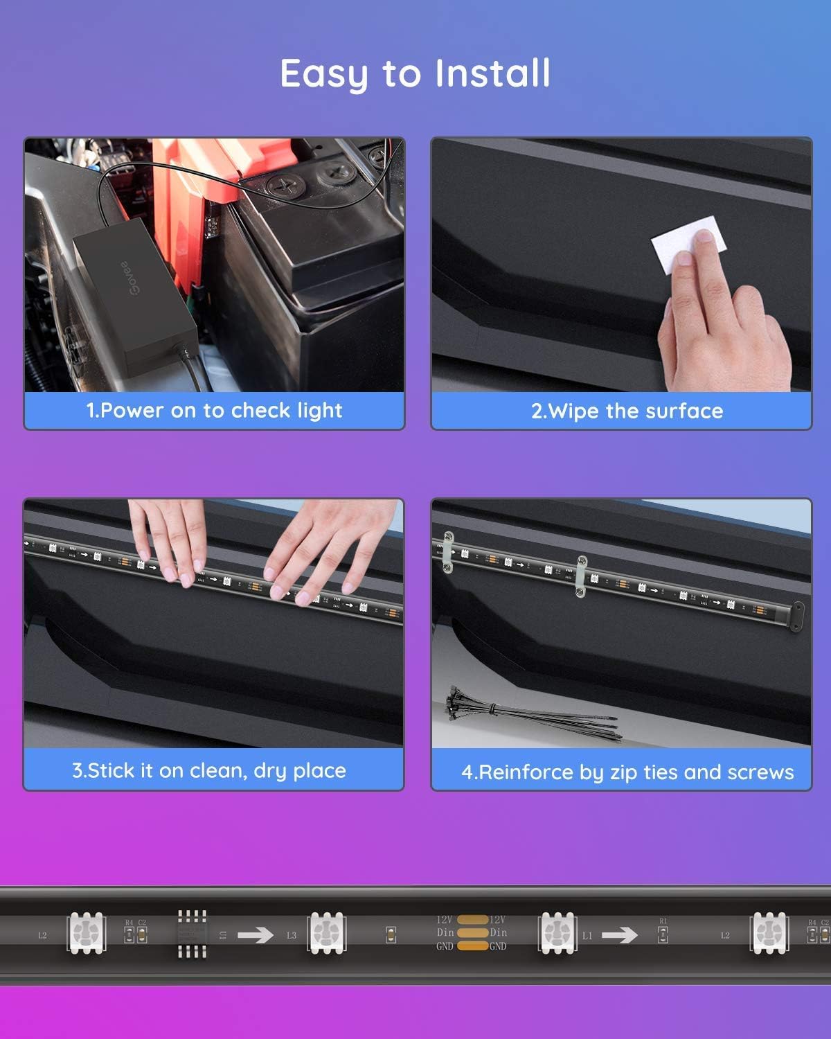 Smart Under Car Lights with App Control, RGBIC, Pack of 2 M828792