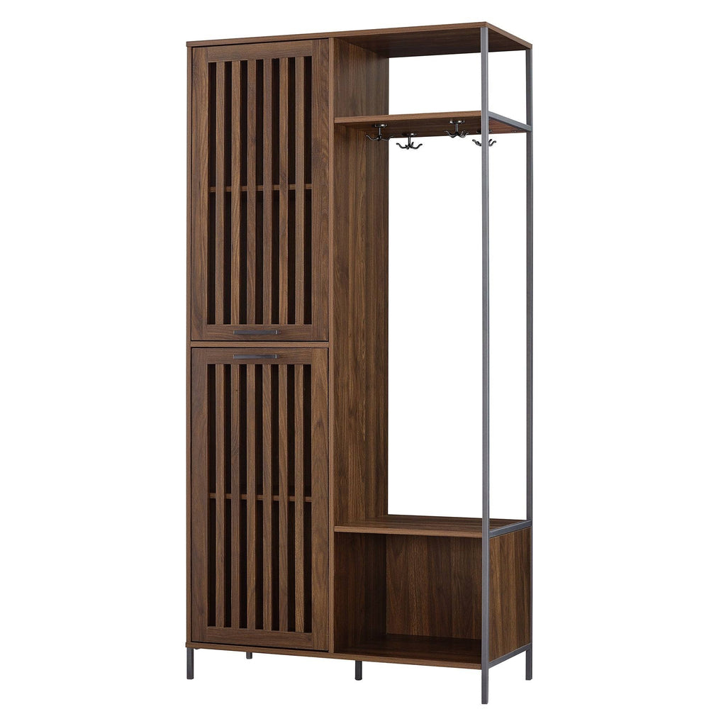 72-Inch Slat Door Hall Tree, Dark Walnut B51213
