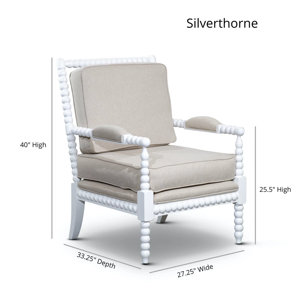 Spindle Chair White/Taupe Paisley Z96198