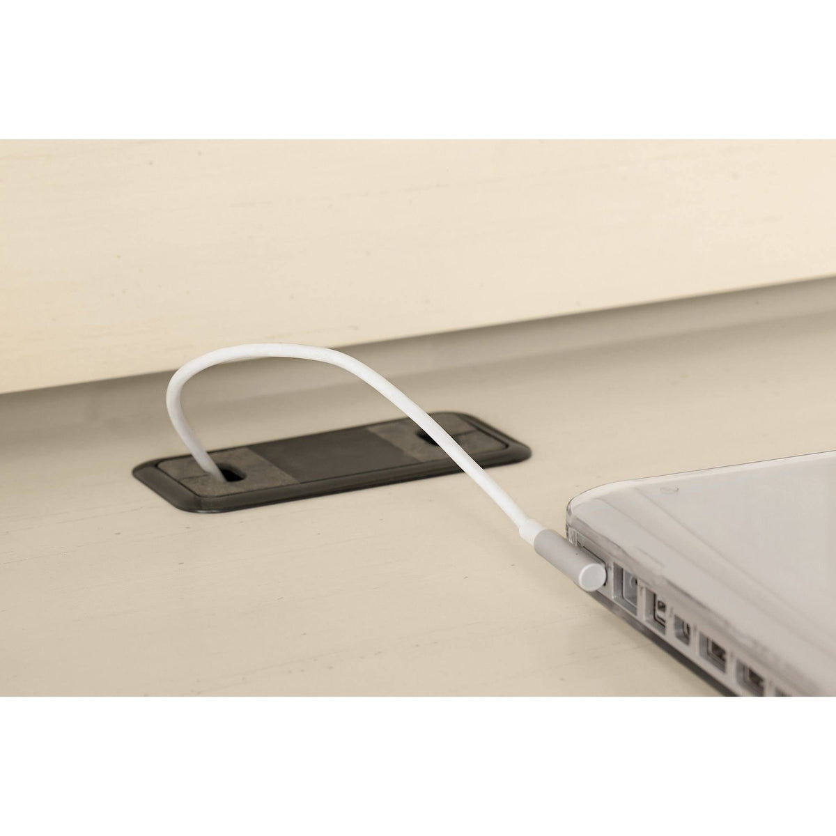 Pure White and Shiplap Gray Small Computer Desk with Hutch D4428