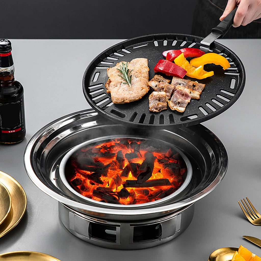 Charcoal Grill Non-stick Portable Stainless Steel BBQ Stove W1696