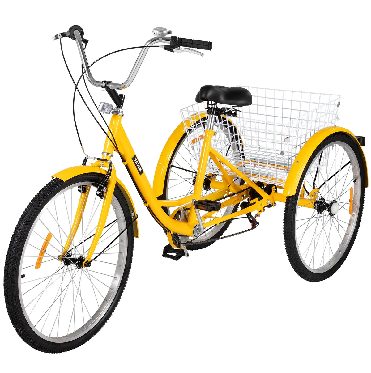 Adult Tricycle 7 Speed 26in Adjustable Trike with Bell, Brake System Basket T95188
