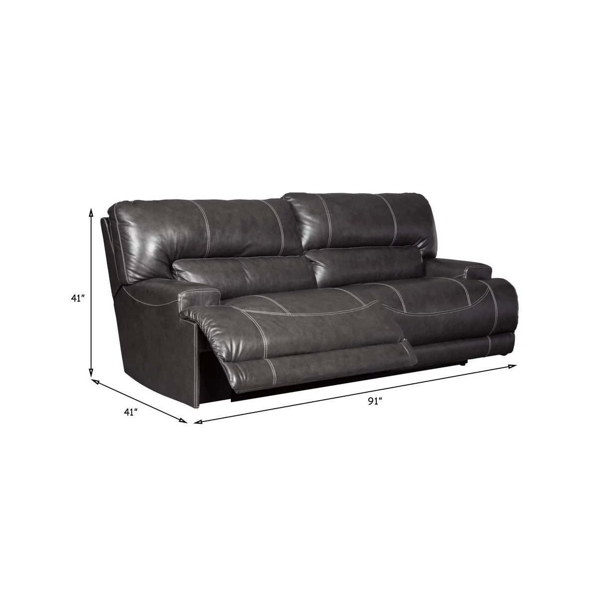 Gray 2 Seater Sofa with Manual Recliner Y4332