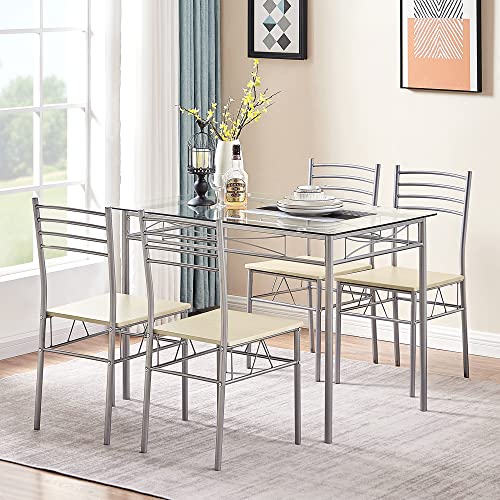 5-Piece Kitchen Dining Table Set with 4 Chairs Q238