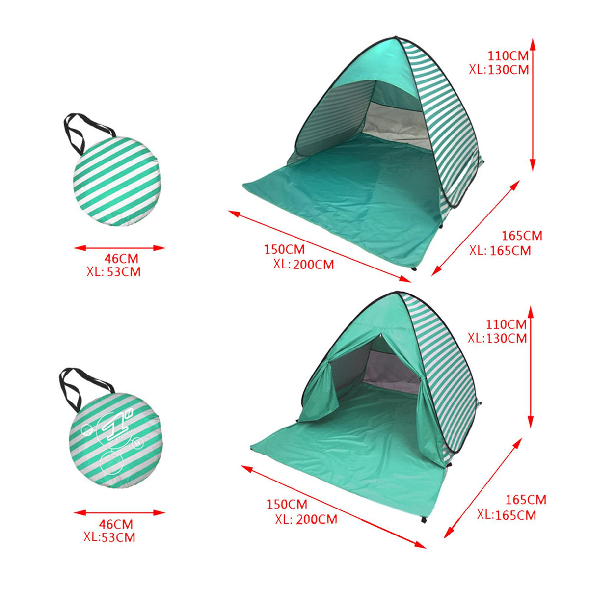 Green Stripes Automatic Beach Tent K8725