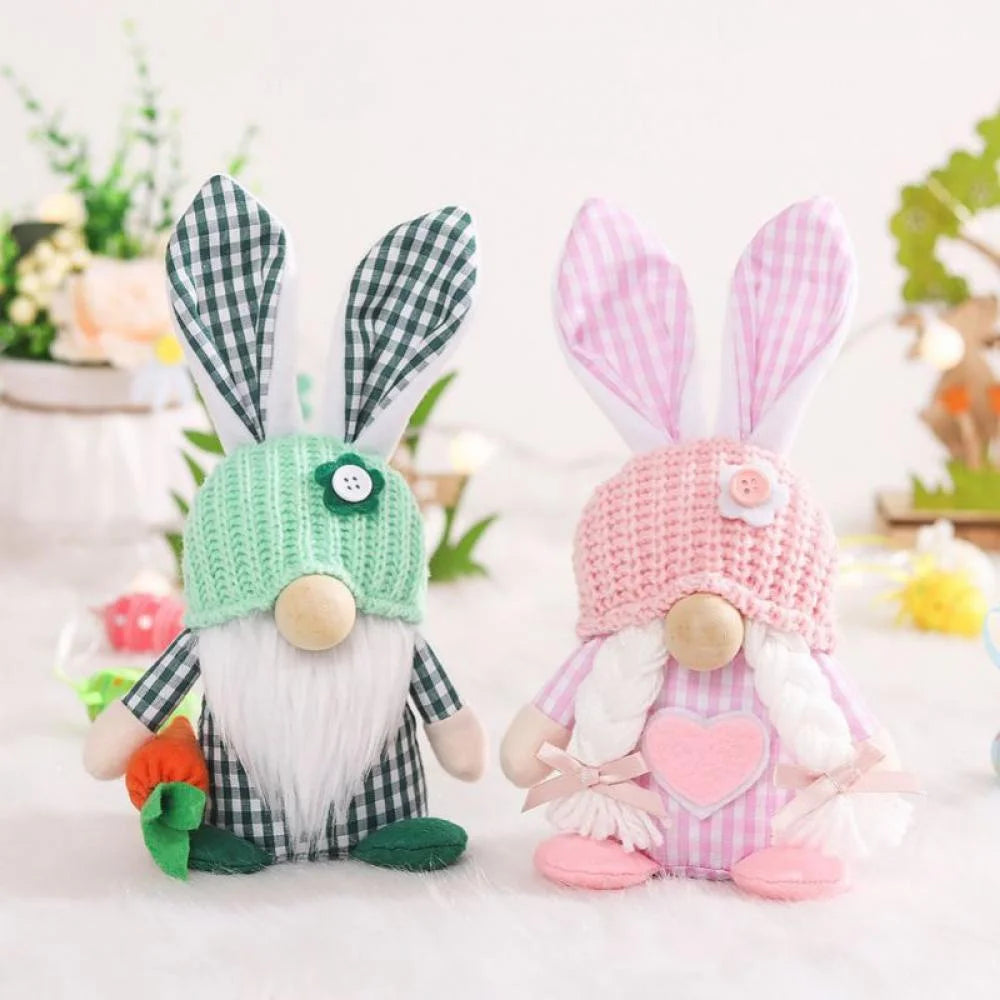 1/2 Pcs Plush Easter Bunny Handmade Swedish Tomte Elf Stuffed Doll Rabbit Ornaments X7175