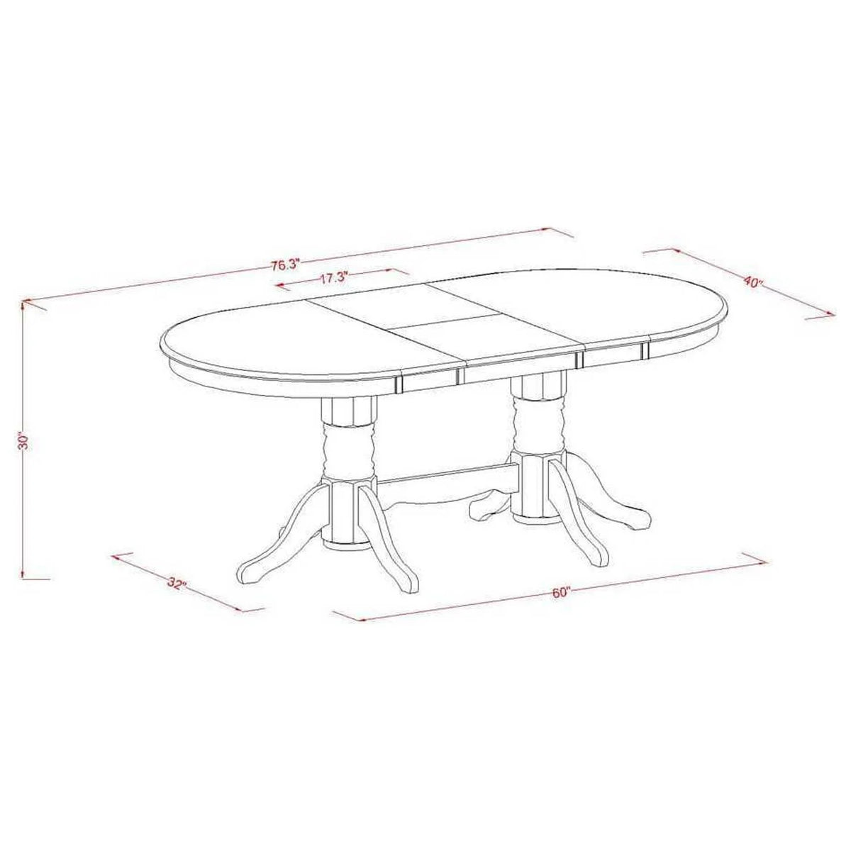 5 Piece Oval Dining Room Set with 4 Chairs Oak C2025