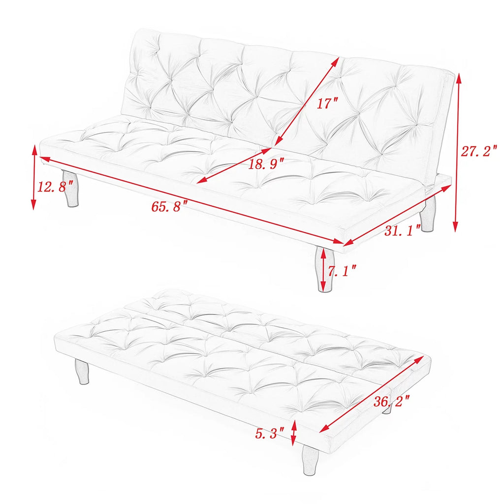 Black Velvet Futon Sofa Bed F9181
