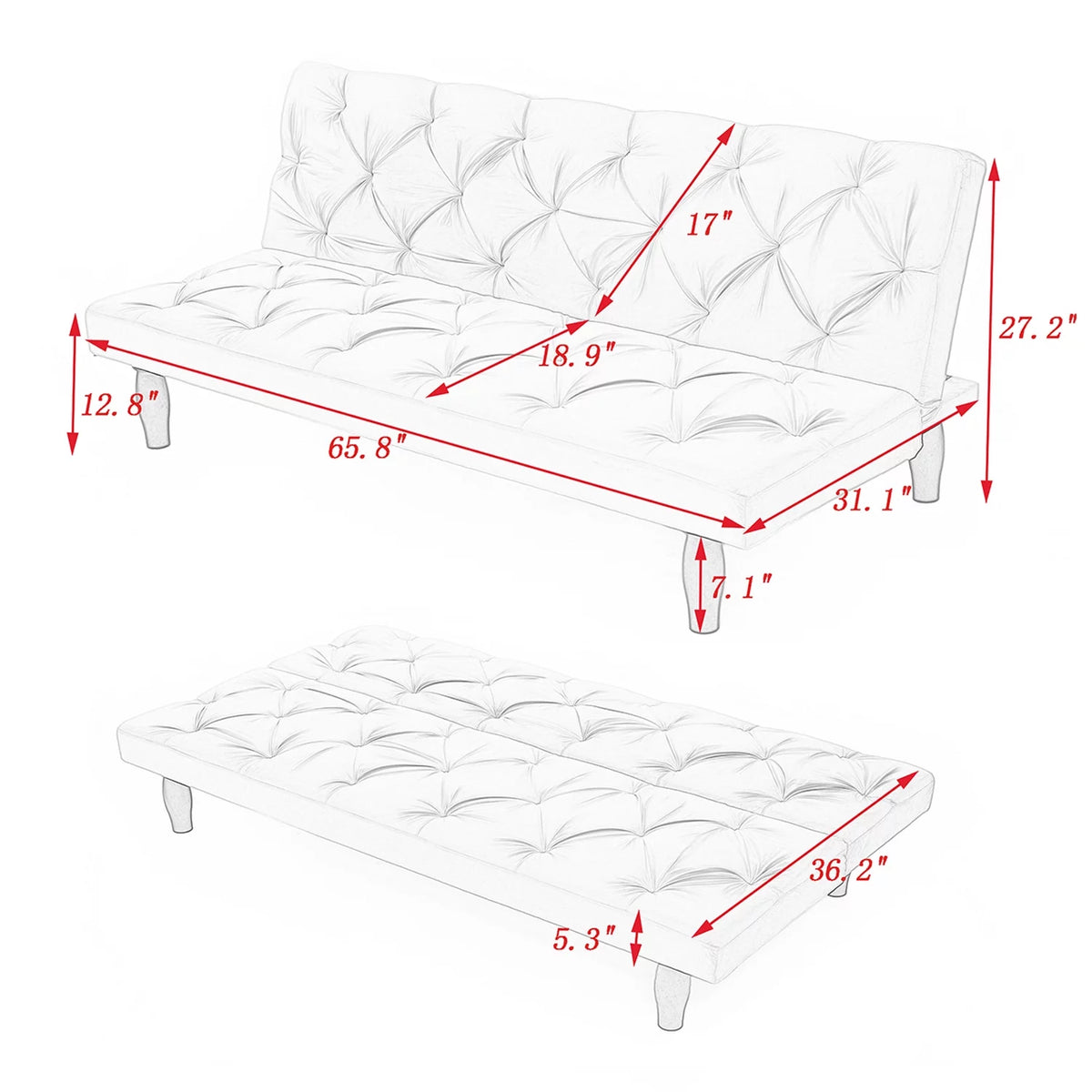 Black Velvet Futon Sofa Bed F9181