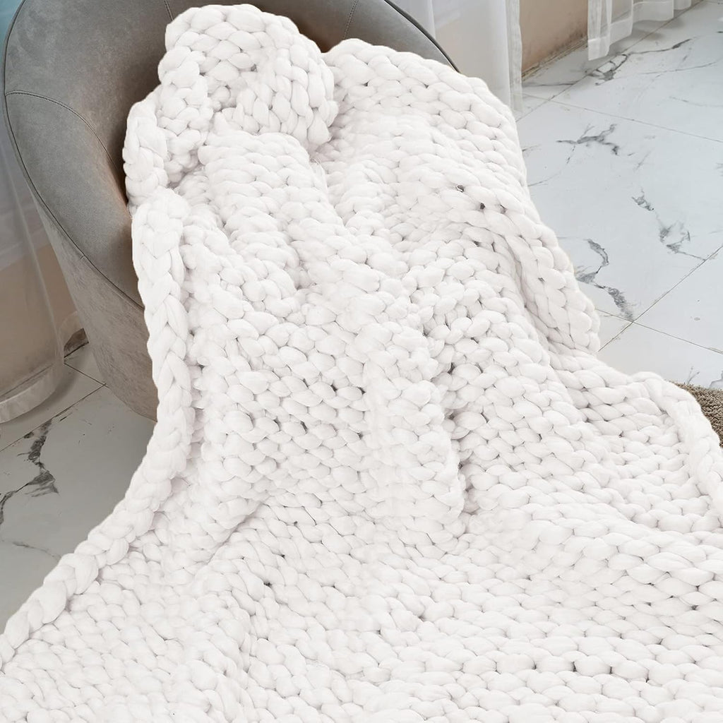 Chunky Knit Blanket Throw Rose Red 40x60 J196