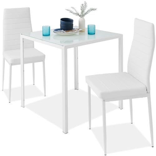 5 Piece Glass Dining Set with 4 Upholstered Chairs R3737