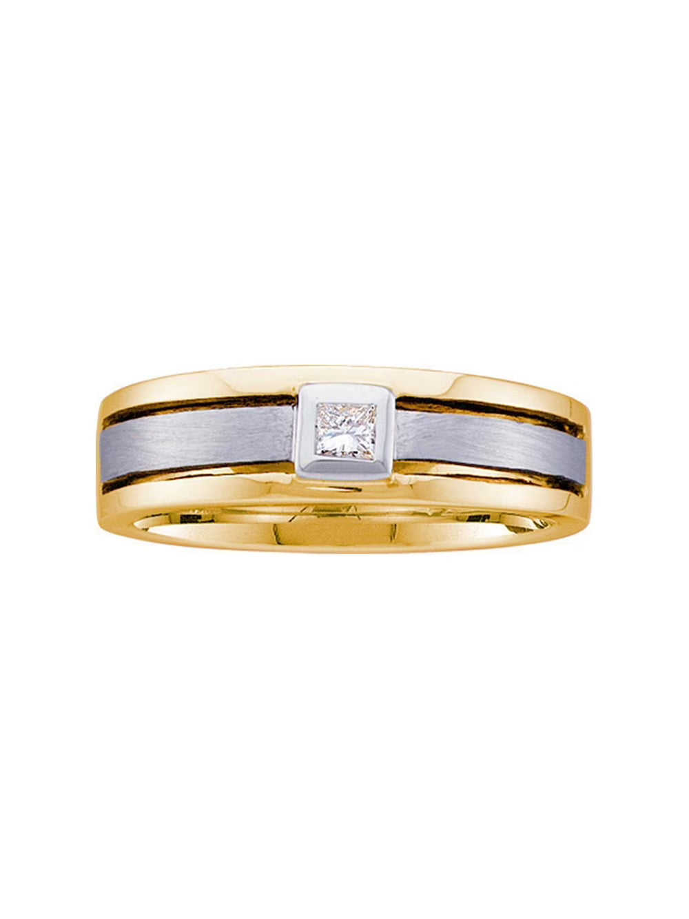 14kt Two-tone Gold Mens Diamond Wedding Band Ring 1/6 Cttw S39177