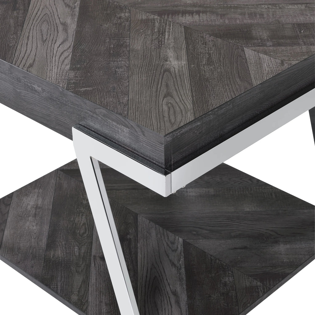 Dark Gray Wood and Laminate End Table J7996