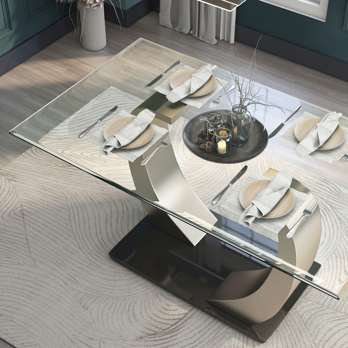 60-inch Glass Top Dining Table R22160