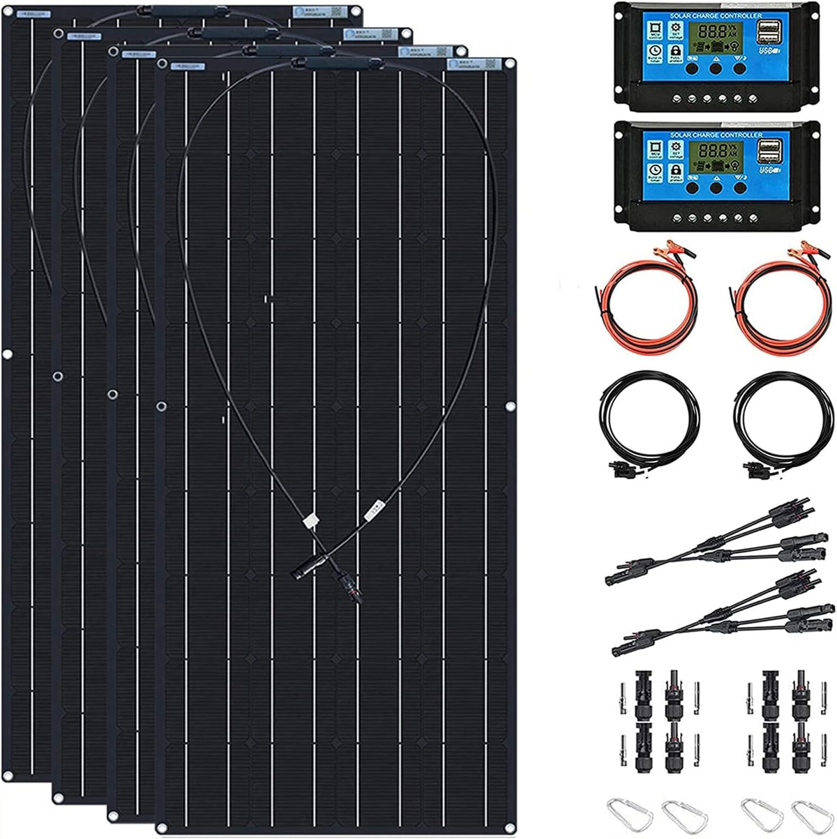 2pcs 200W Semi-Flexible Monocrystalline Solar Panel Kit 12V 400W Q8590