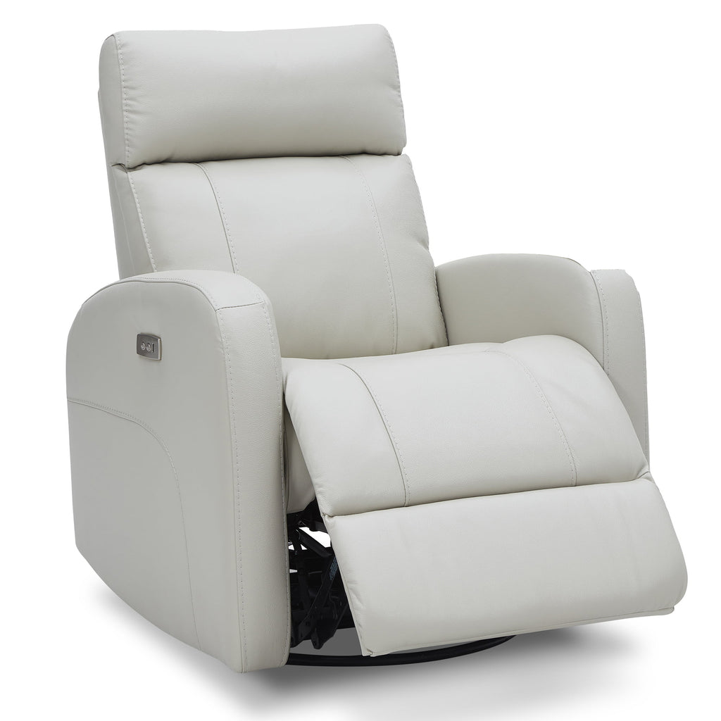 White Leather Power Swivel Glider Recliner X525731