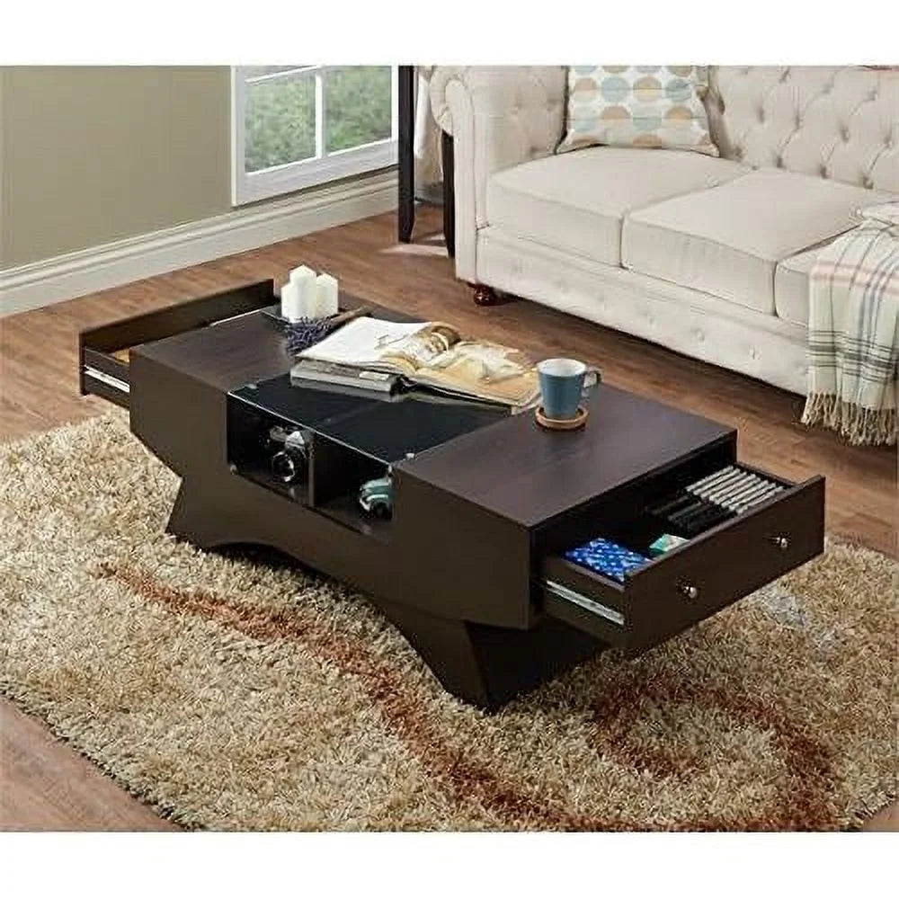Wooden Glass Top Coffee Table L585