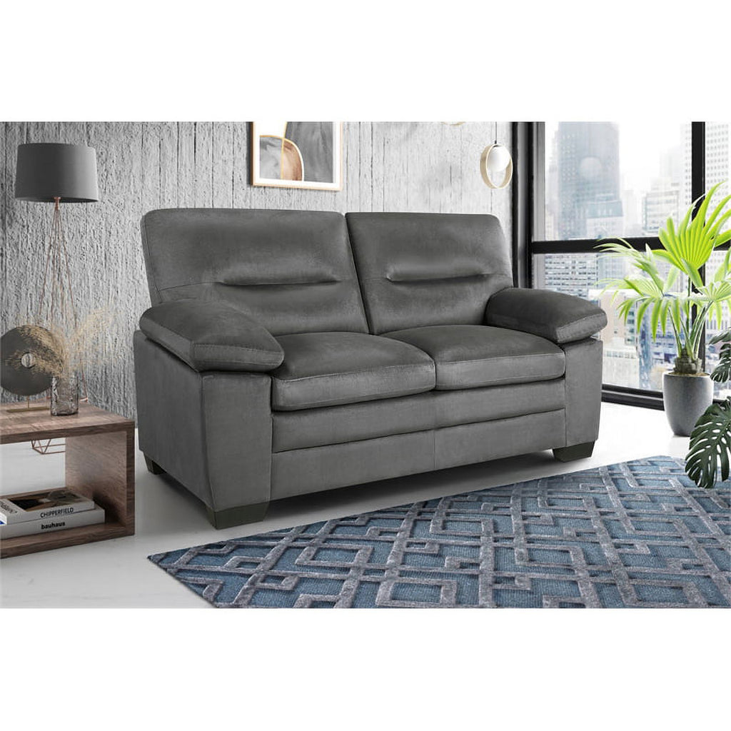 Dark Gray Textured Fabric 2-Piece Upholstered Sofa Set G198439