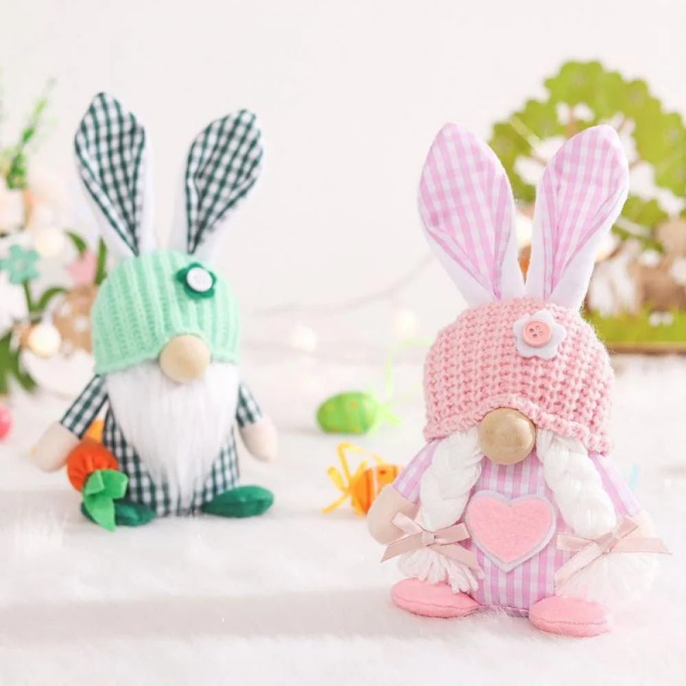 1/2 Pcs Plush Easter Bunny Handmade Swedish Tomte Elf Stuffed Doll Rabbit Ornaments X7175