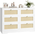 White 6 Drawer Rattan Dresser K884