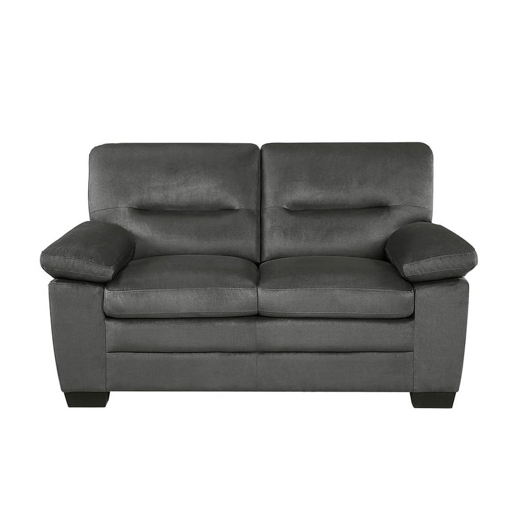 Dark Gray Textured Fabric 2-Piece Upholstered Sofa Set G198439
