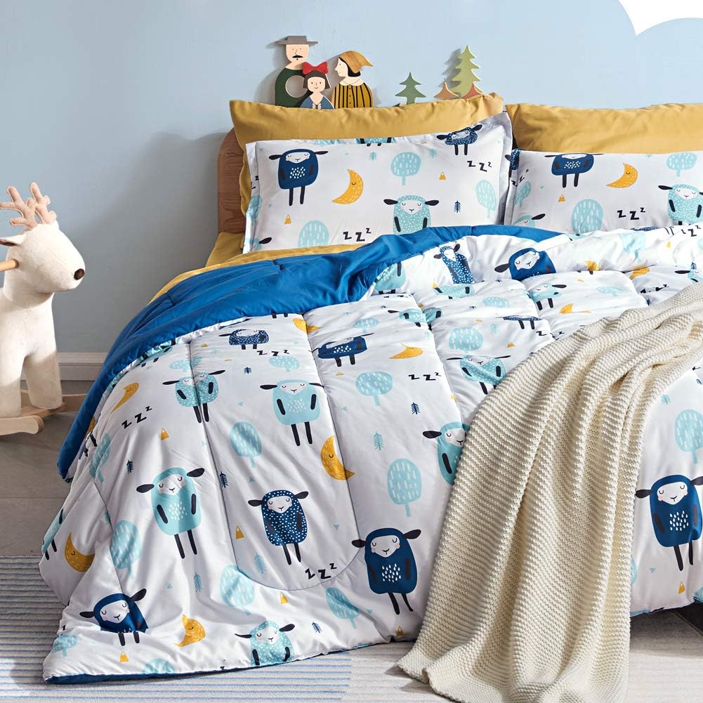 Blue Twin 5 Piece Microfiber Bedding Set I52066