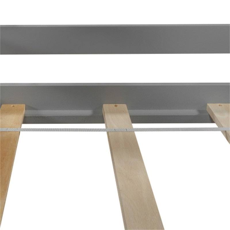 Gray Twin Size Wooden Loft Bed with Rolling Desk and Cabinet I300