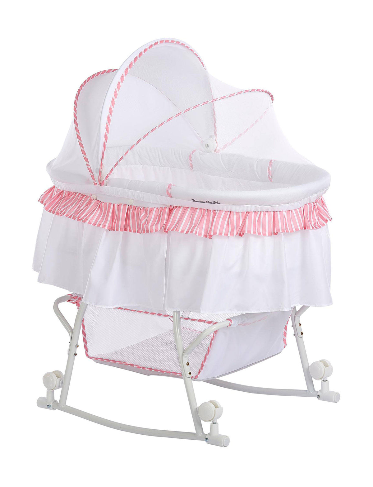 Portable 2-in-1 Bassinet and Cradle Pink/White T350715