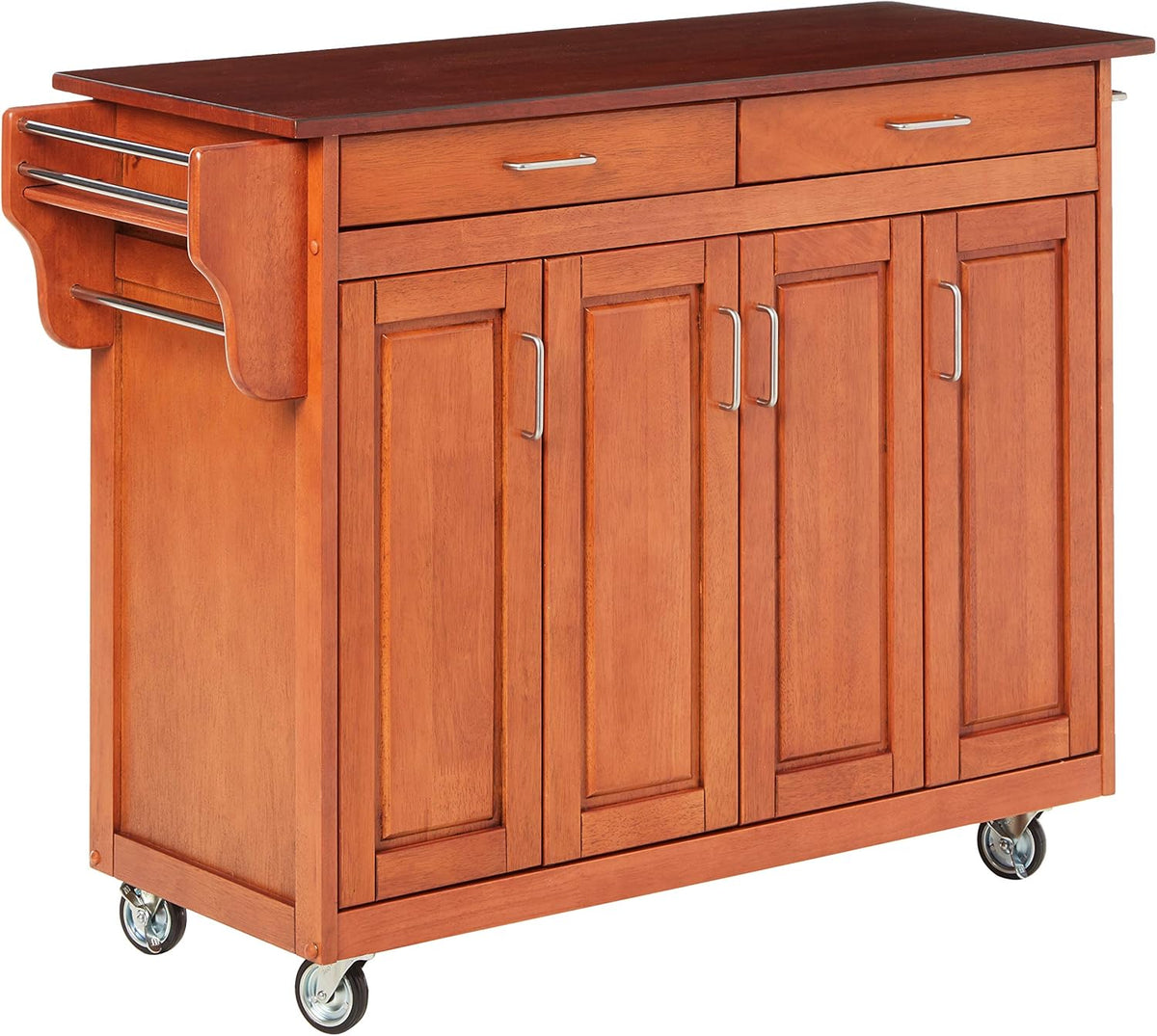 Black Finish Four Door Kitchen Cart with Stainless Steel Top V88852