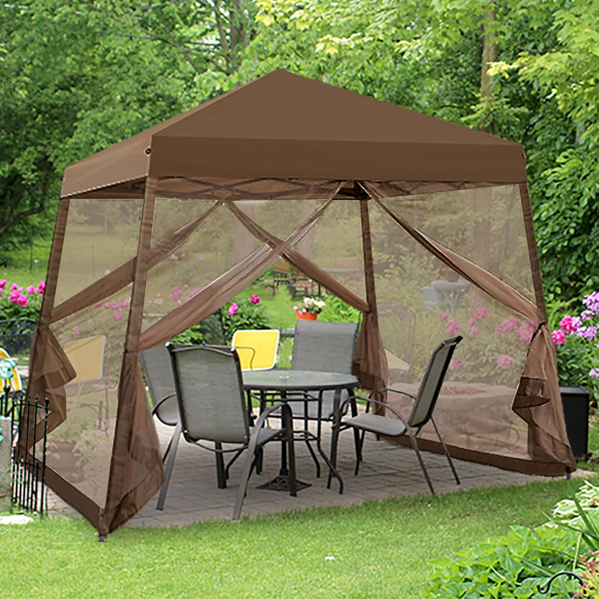 10' x 10' Pop Up Canopy Tent with Mosquito Netting W6392