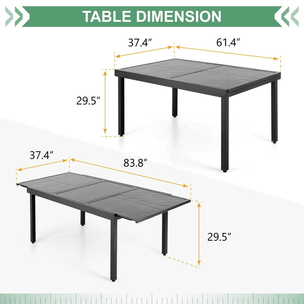 9-Piece Outdoor Dining Set with Extendable Table & Cushioned Chairs Y86697