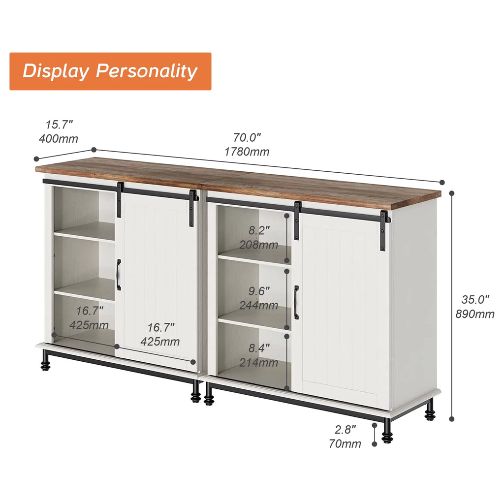 70" Farmhouse TV Stand with Sliding Barn Door B515768
