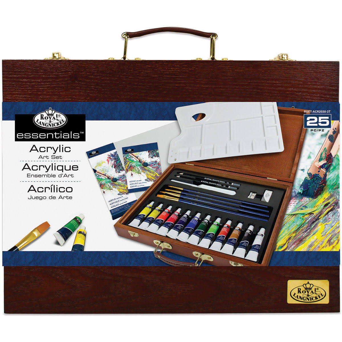 Wooden Box Art Set Acrylic Painting 25pc Z4158