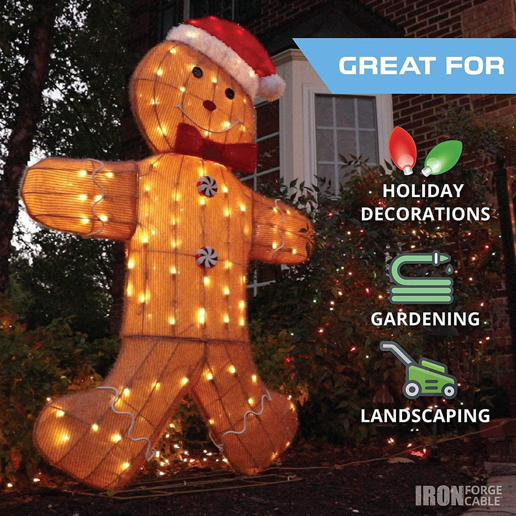 100 Ft All Weather Extension Cord with 3 Electrical Power Outlets, 16/3 SJEOW Lighted Outdoor Cable J78288