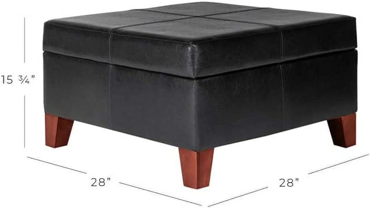 Large Faux Leather Square Storage Ottoman N304