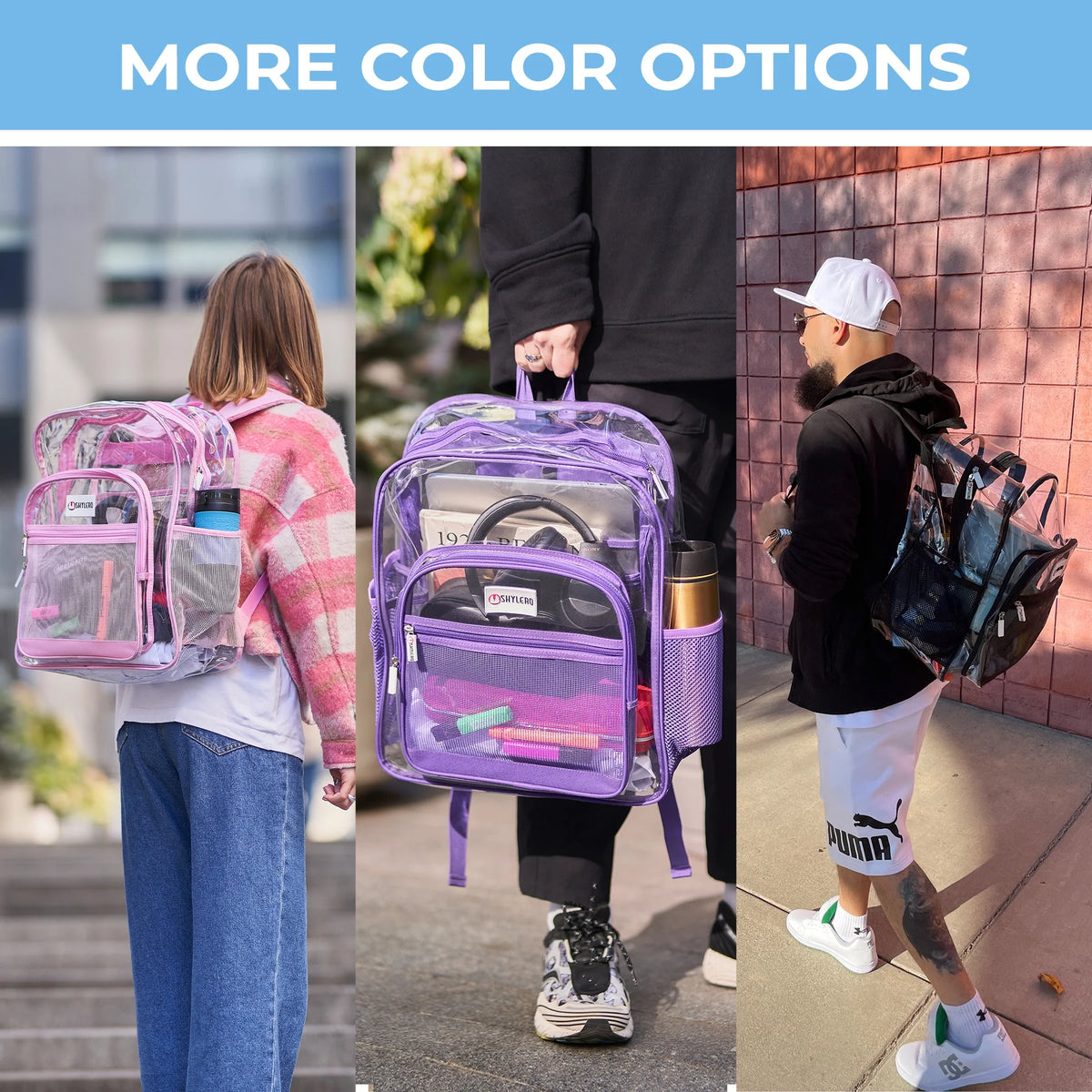 Transparent PVC Clear Backpack XL (32 L) with TSA Lock J522