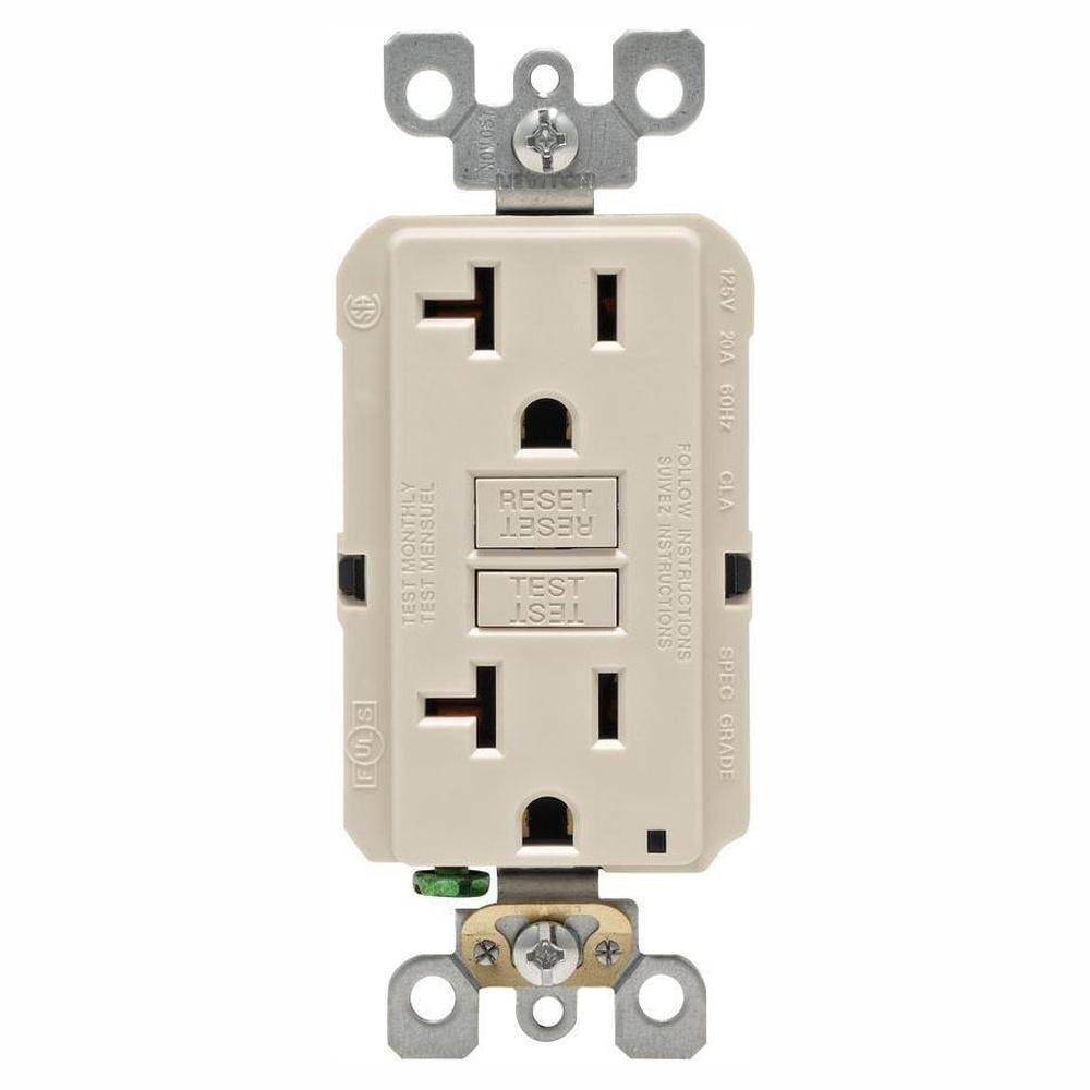 20 Amp Self-Test SmartlockPro Slim Duplex GFCI Outlet, Light Almond (6-Pack) U770533
