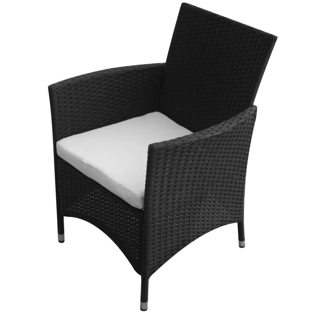 Black 9 Piece Poly Rattan Patio Dining Set with Cushions T258