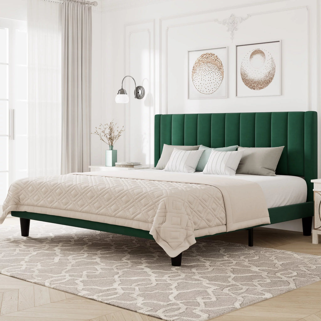 Queen Size Pink Velvet Upholstered Bed Frame V58825