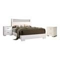 White Wood 3-Piece King Bedroom Set with 2 Nightstands O364994