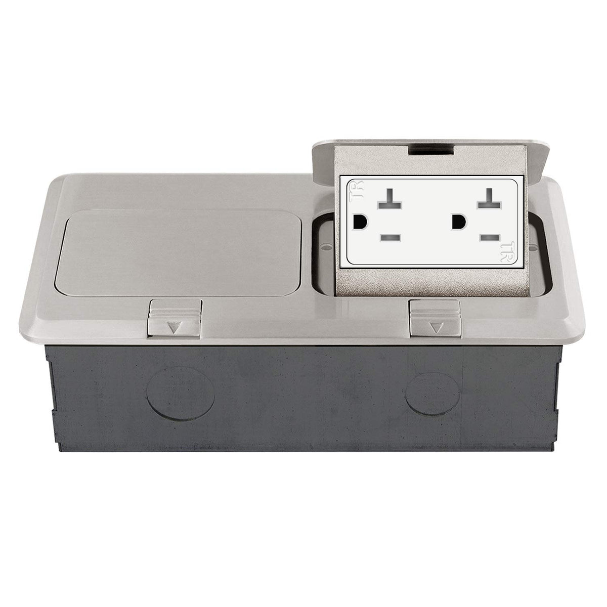Dual Pop-Up Floor Box Kit with Tamper-Weather Resistant Receptacle Outlets and RJ45 Data Ports F396
