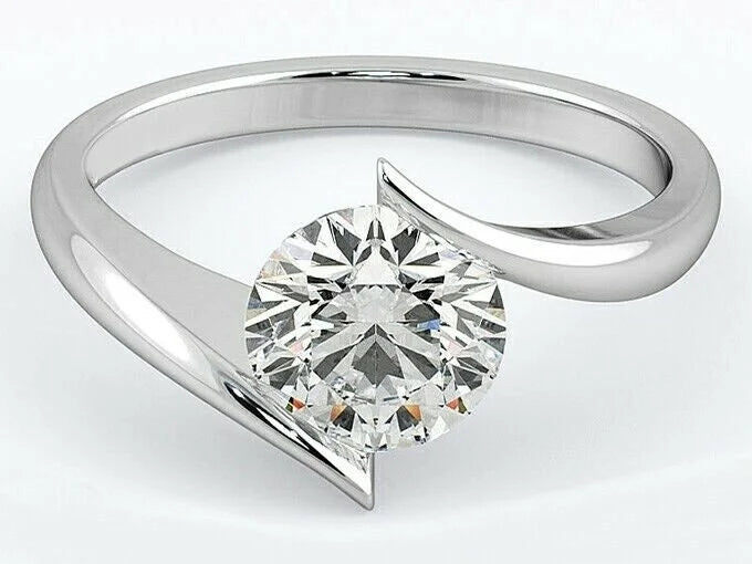 18K White Gold Plated Moissanite Engagement Ring T395493
