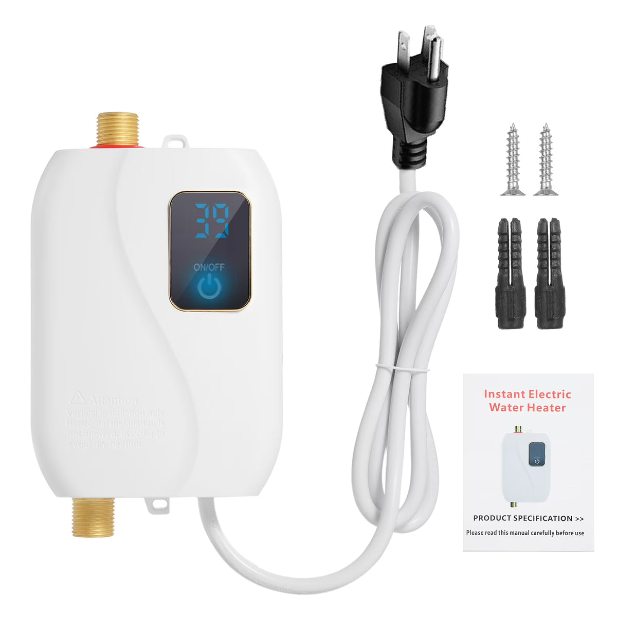 Instant Water Heater 3000W Electric Tankless with LCD Display T5848