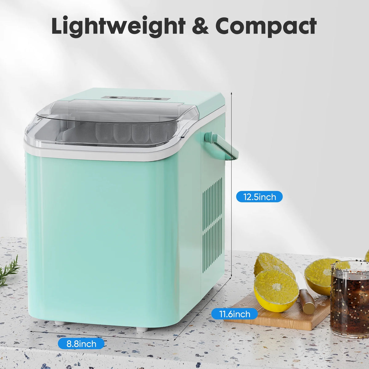 Portable Ice Maker Machine with Scoop and Basket S6508
